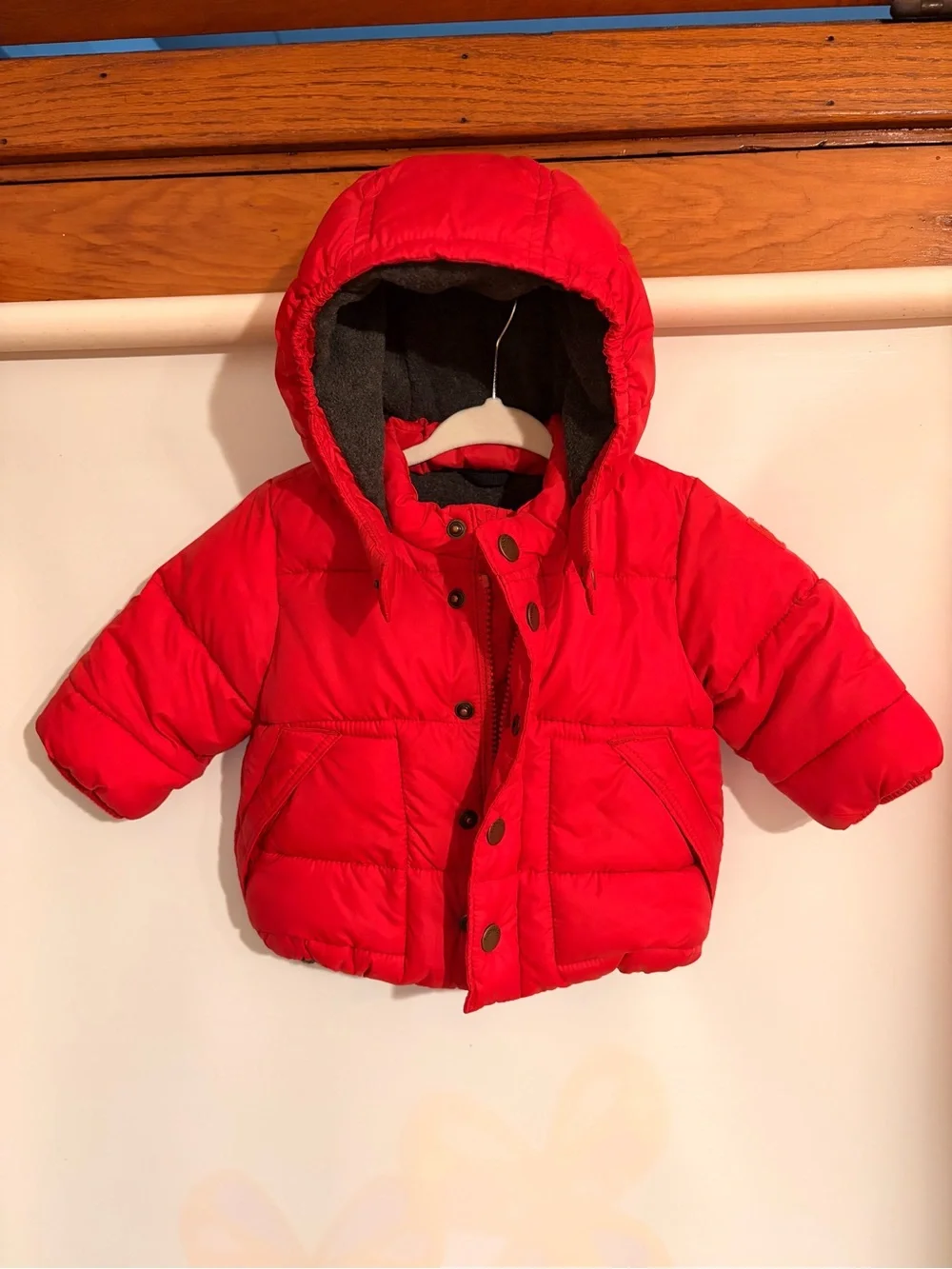 GAP Bright Red Hooded Puffer Coat for Kids
